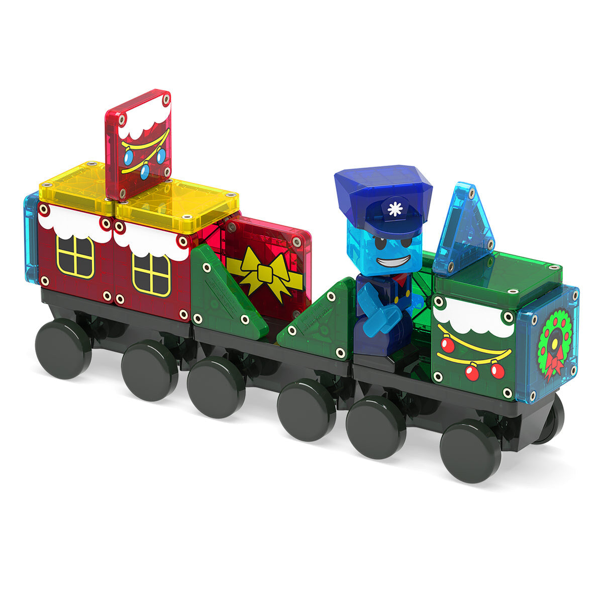 Tren construido con las piezas del calendario de Adviento microMAGS