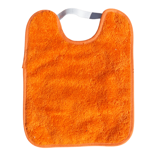 BABERO TOALLA PLASTIFICADO CON GOMA ·NARANJA· - Happy Moments Baby