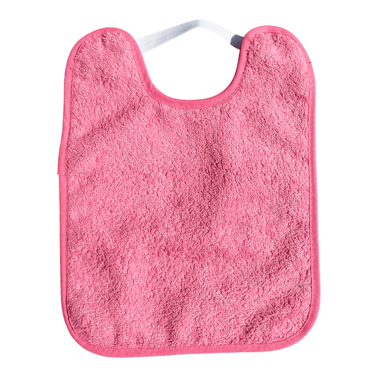BABERO TOALLA PLASTIFICADO CON GOMA ·ROSA· - Happy Moments Baby