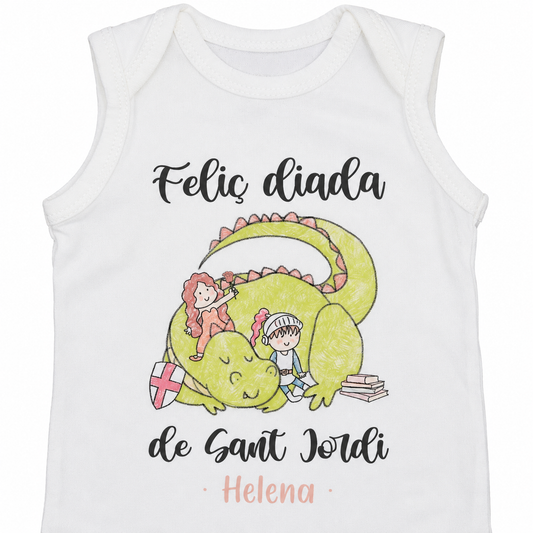 BODY PERSONALIZADO ·FELIÇ DIADA DE SANT JORDI· — encuadre cercano del estampado