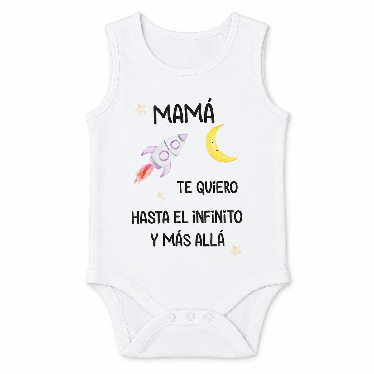 Body Mamá Infinito de tirantes sobre fondo blanco