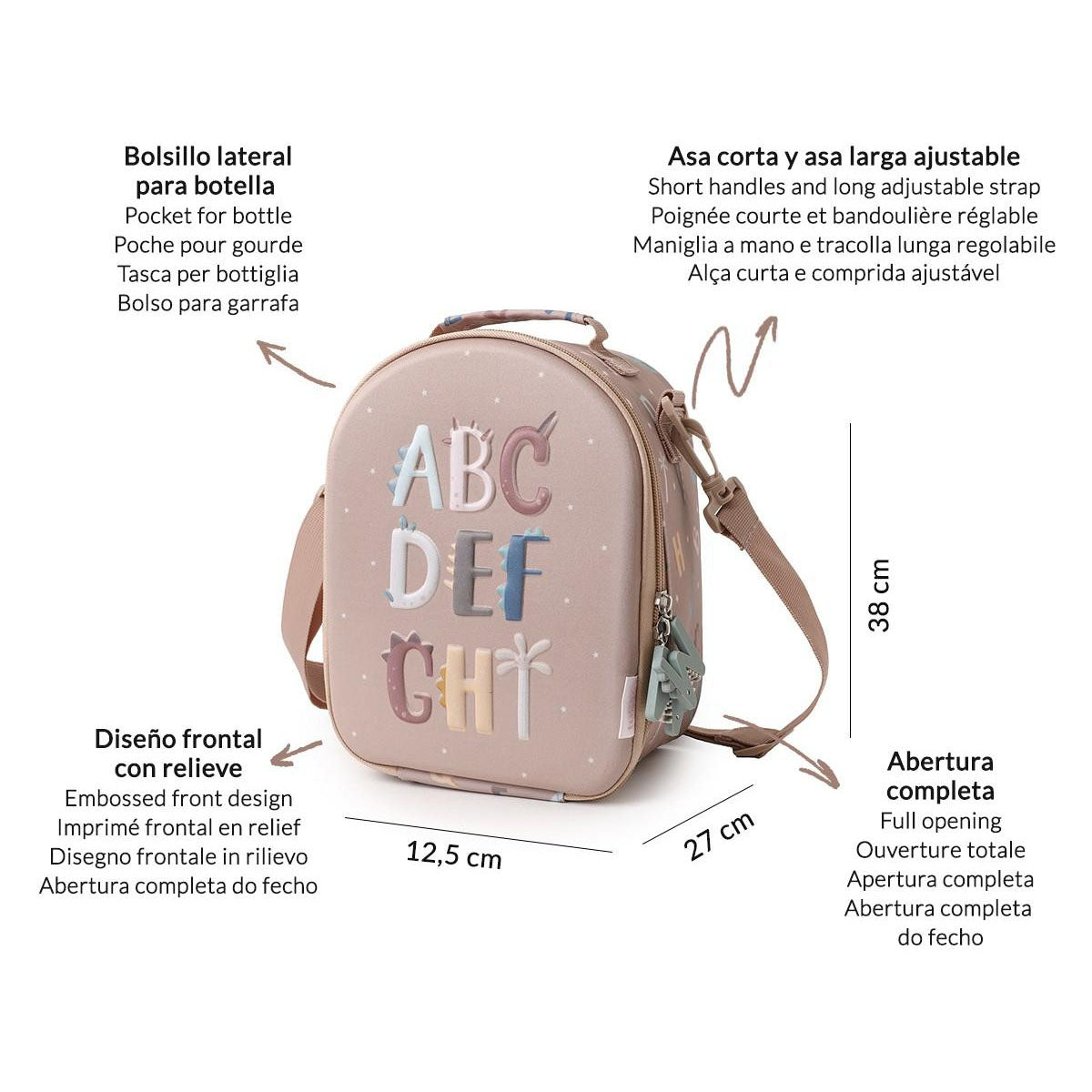 BOLSA MERIENDA TÉRMICA TUTETE 3D ·FUNNY LETTERS· - Happy Moments Baby