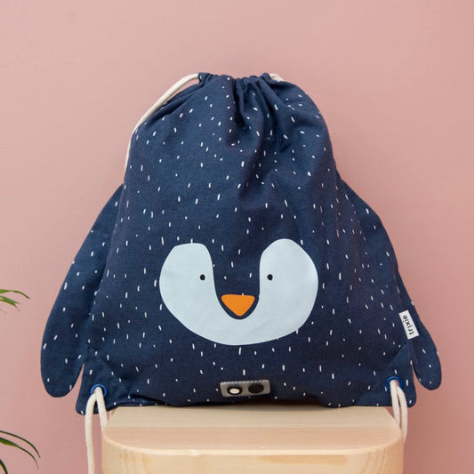 BOLSA SACO DE TELA INFANTIL TRIXIE ·PINGÜINO· - Happy Moments Baby