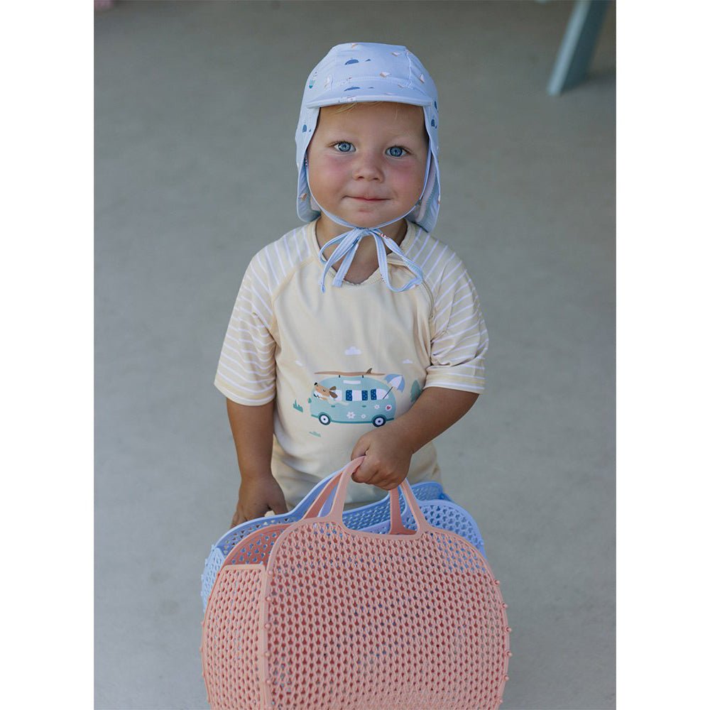 BOLSO DE PLAYA RETRO VINTAGE ·SERENITY BLUE· - Happy Moments Baby