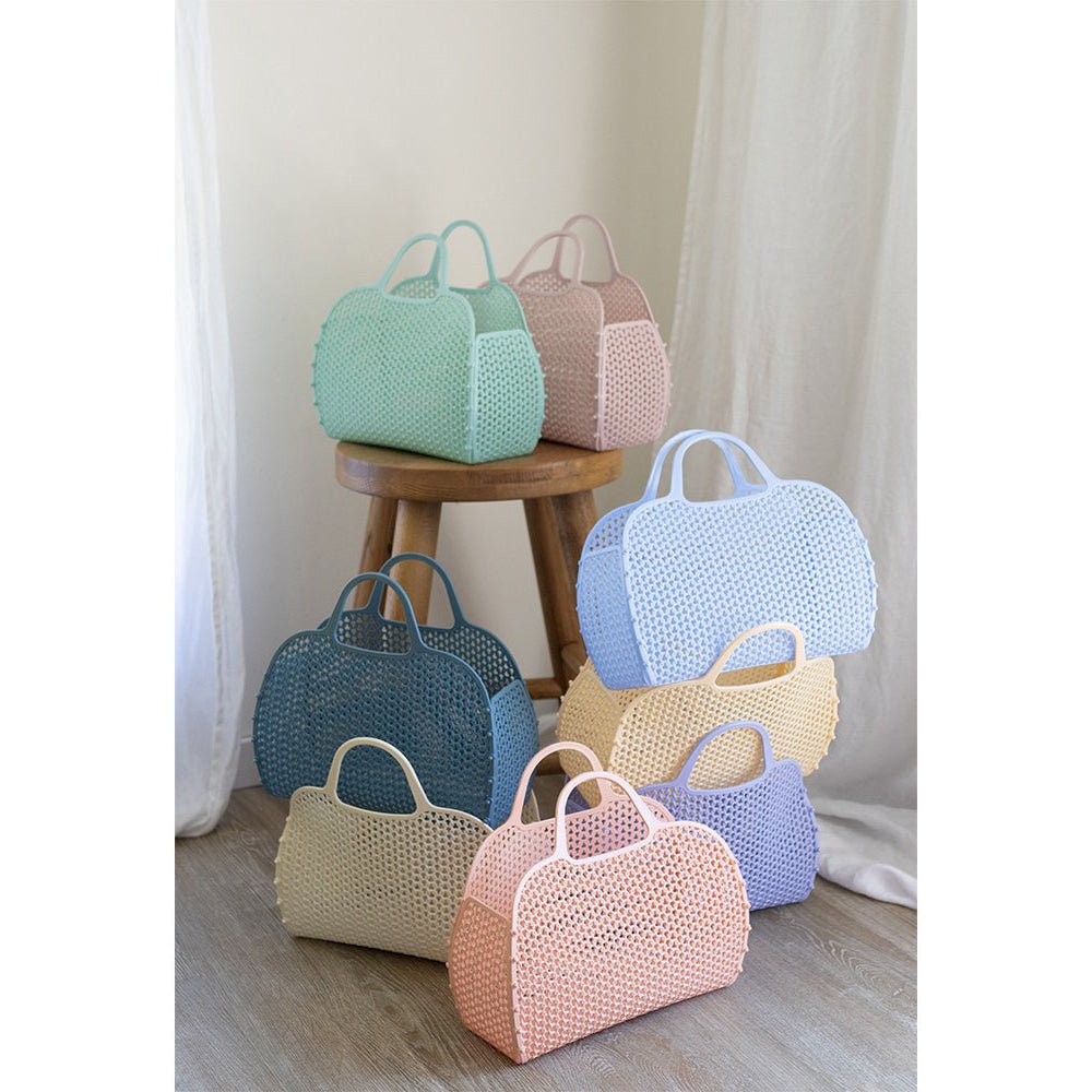 BOLSO DE PLAYA RETRO VINTAGE ·SERENITY BLUE· - Happy Moments Baby