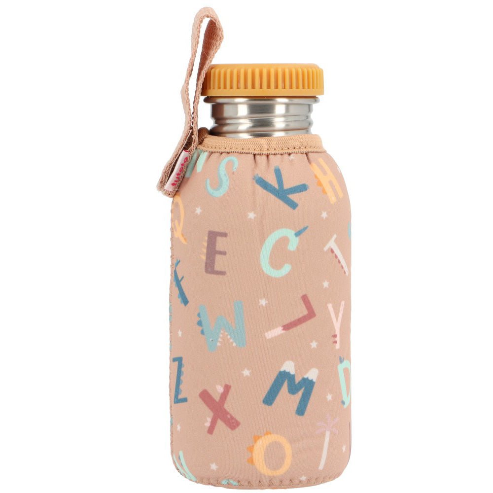 BOTELLA DE ACERO CON FUNDA TUTETE ·FUNNY LETTERS· - Happy Moments Baby