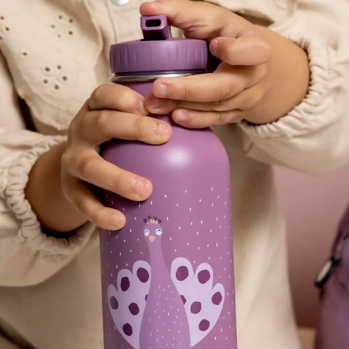 BOTELLA DE ACERO TRIXIE 500ML ·PAVO REAL· - Happy Moments Baby