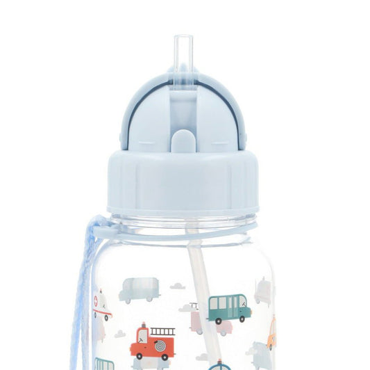 BOTELLA DE PLÁSTICO CON CAÑITA TUTETE ·CITY CARS· - Happy Moments Baby