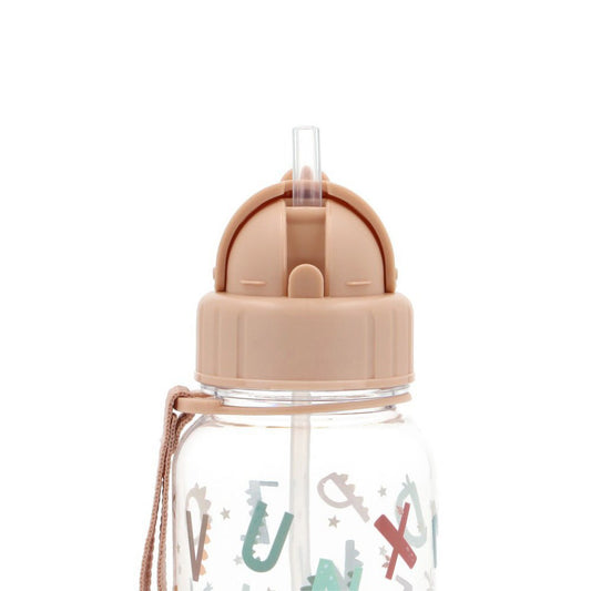 BOTELLA DE PLÁSTICO CON CAÑITA TUTETE ·FUNNY LETTERS· - Happy Moments Baby