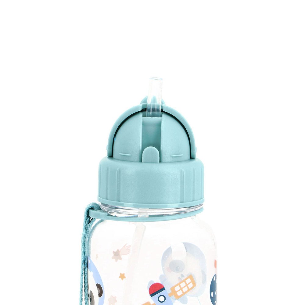 BOTELLA DE PLÁSTICO CON CAÑITA TUTETE ·PANDAS IN SPACE· - Happy Moments Baby