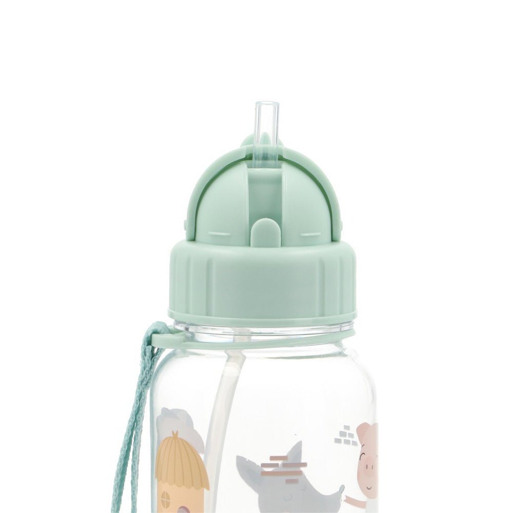 BOTELLA DE PLÁSTICO CON CAÑITA TUTETE ·THREE LITTLE PIGS· - Happy Moments Baby