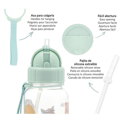 BOTELLA DE PLÁSTICO CON CAÑITA TUTETE ·THREE LITTLE PIGS· - Happy Moments Baby