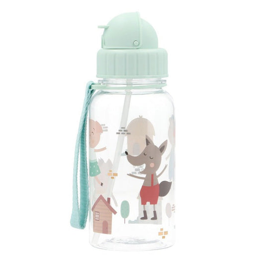 BOTELLA DE PLÁSTICO CON CAÑITA TUTETE ·THREE LITTLE PIGS· - Happy Moments Baby