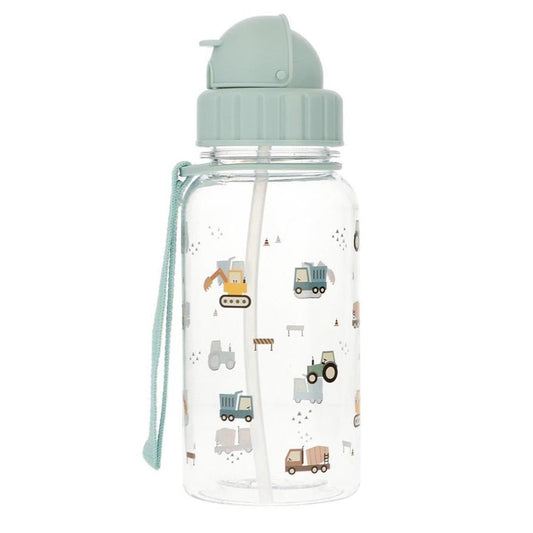 BOTELLA DE PLÁSTICO CON CAÑITA TUTETE ·TRUCKS· - Happy Moments Baby