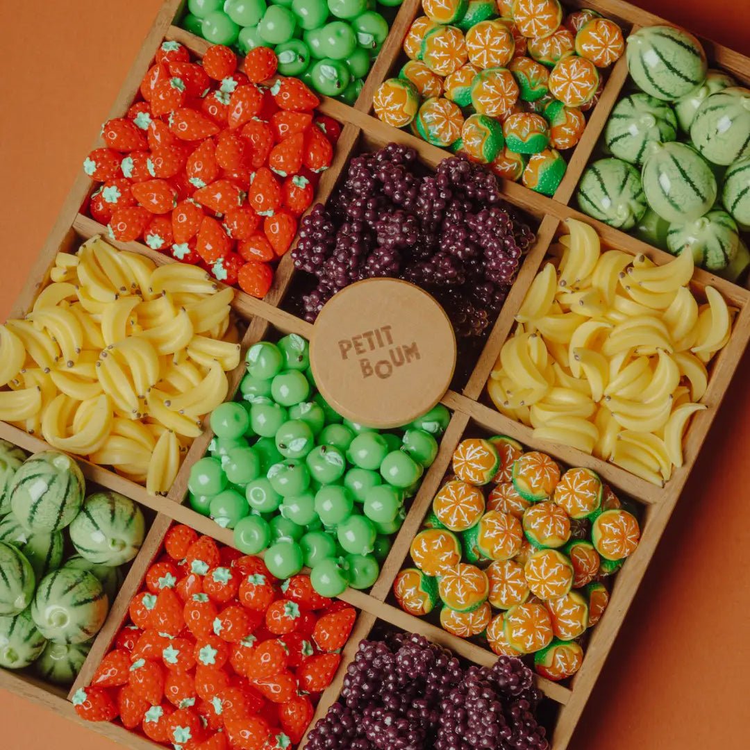 BOTELLA SENSORIAL PETIT BOUM ·FRUITS· - Happy Moments Baby