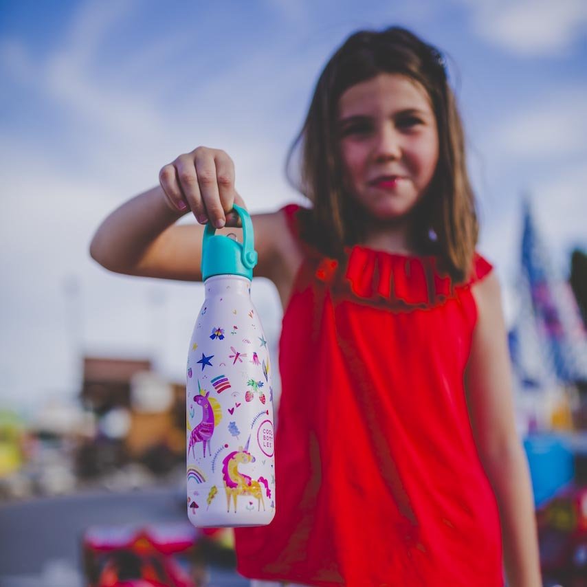 BOTELLA TÉRMICA COOL BOTTLES 350ML ·KIDS FUNNY UNICORNS· - Happy Moments Baby