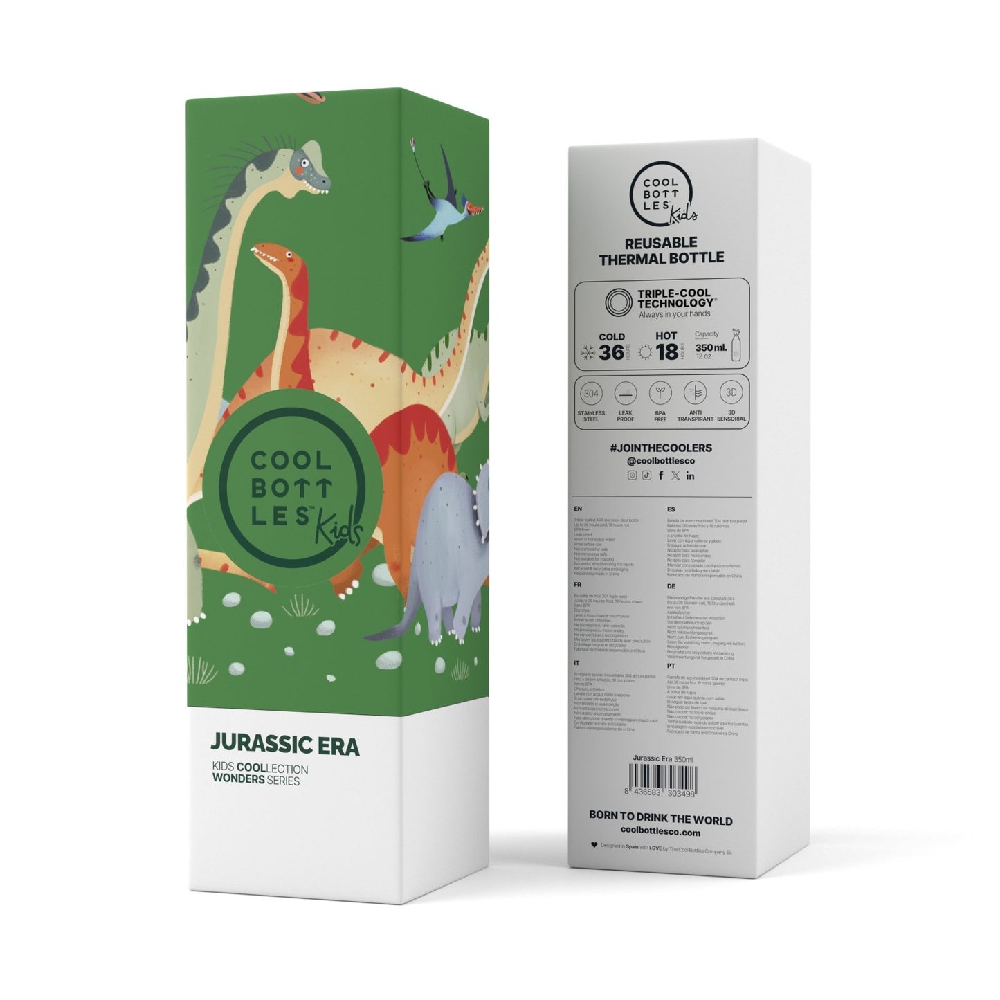 BOTELLA TÉRMICA COOL BOTTLES 350ML ·KIDS JURASSIC ERA· - Happy Moments Baby