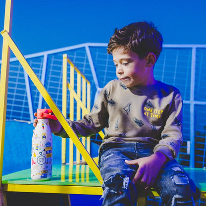 BOTELLA TÉRMICA COOL BOTTLES 350ML ·KIDS MESSY ROBOTS· - Happy Moments Baby