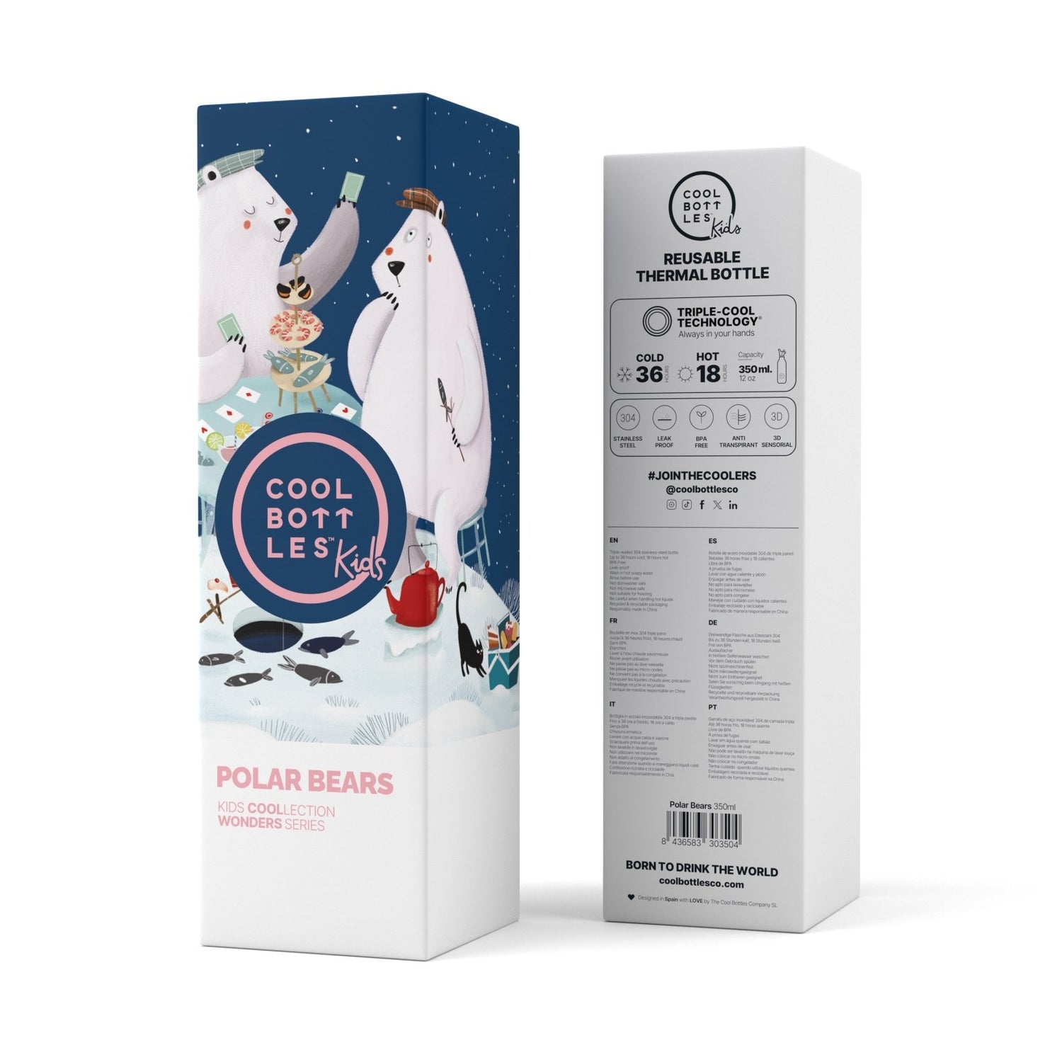 BOTELLA TÉRMICA COOL BOTTLES 350ML ·KIDS POLAR BEARS· - Happy Moments Baby