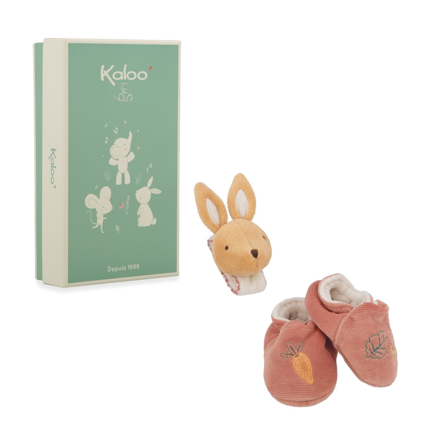 CAJA REGALO KALOO PATUCOS Y SONAJERO DE PULSERA ·CONEJO· - Happy Moments Baby