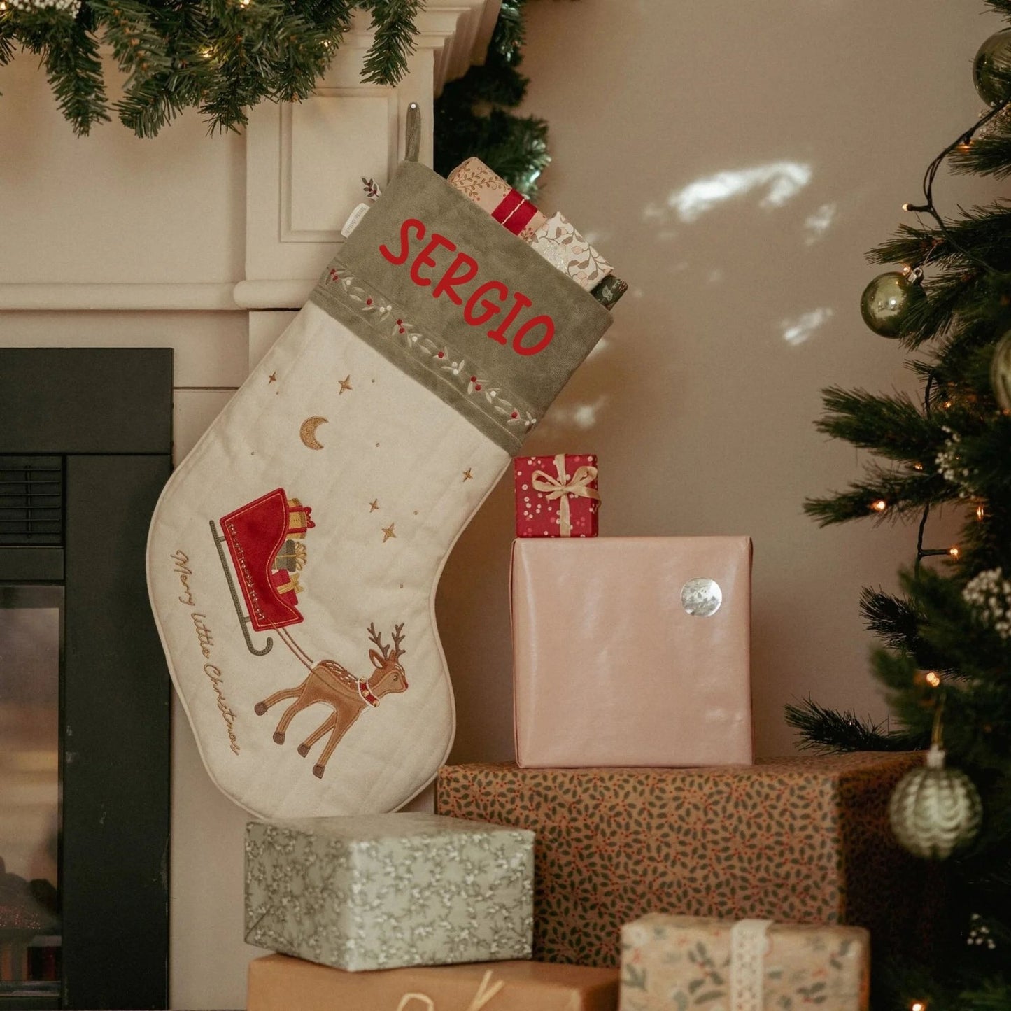 CALCETÍN NAVIDEÑO LITTLE DUTCH PERSONALIZABLE - Happy Moments Baby