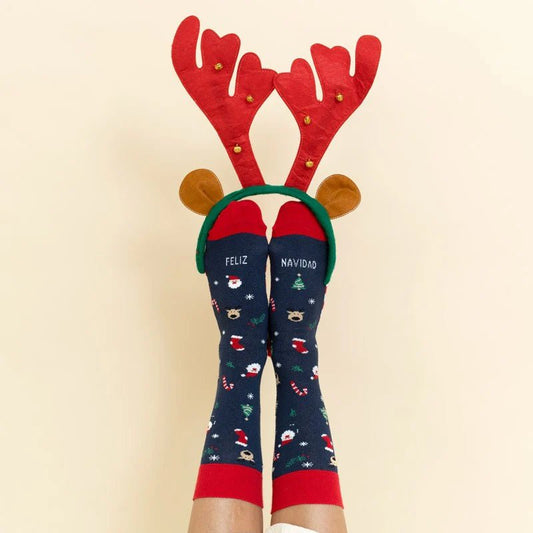 CALCETINES UO ·FELIZ NAVIDAD AZULES· - Happy Moments Baby