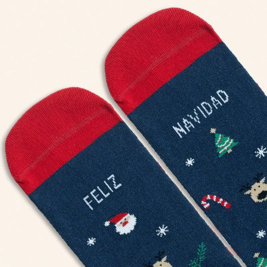 CALCETINES UO ·FELIZ NAVIDAD AZULES· - Happy Moments Baby
