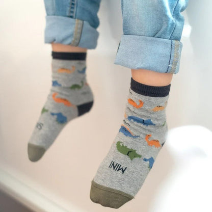 CALCETINES UO INFANTILES ·MINI - SAURUS GRIS· - Happy Moments Baby