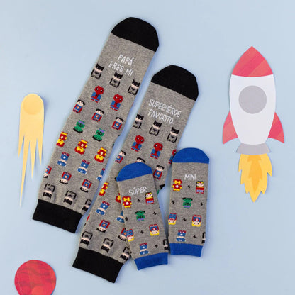 CALCETINES UO ·PAPÁ, ERES MI SUPERHÉROE FAVORITO· - Happy Moments Baby