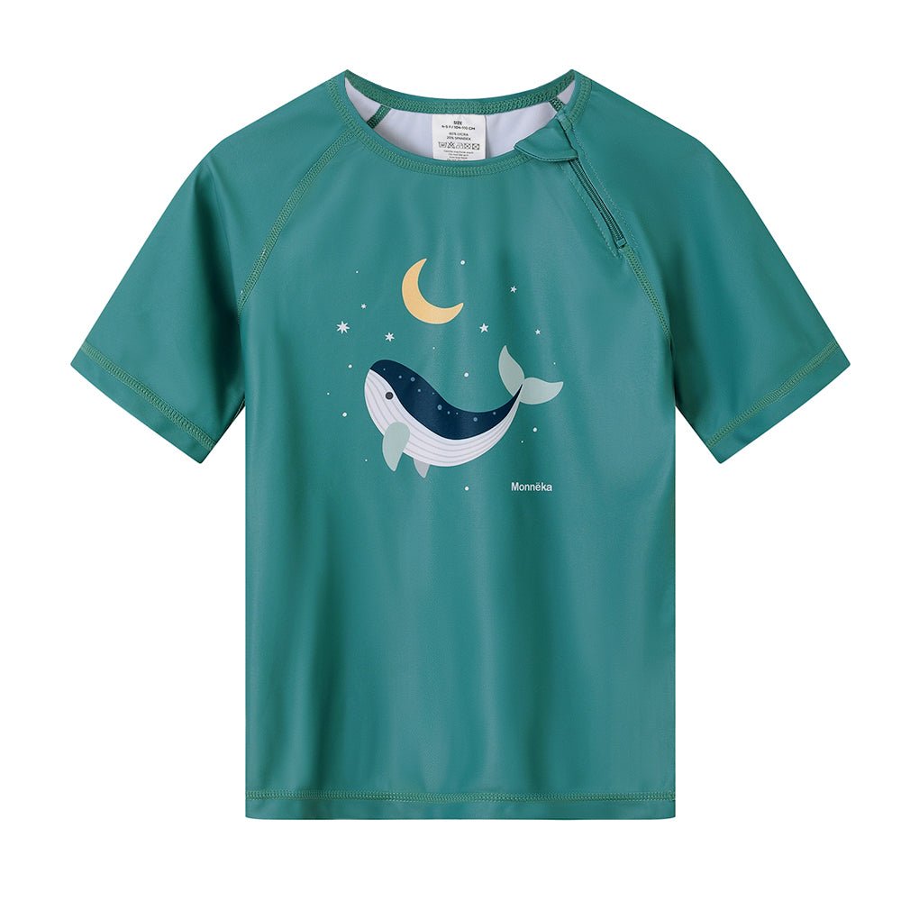 CAMISETA DE PROTECCIÓN SOLAR TUTETE ·MANGA CORTA WHALE TEAL· - Happy Moments Baby