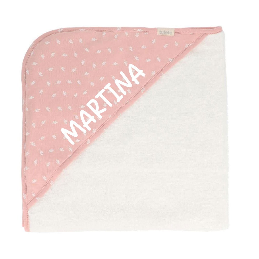 CAPA DE BAÑO TUTETE PERSONALIZABLE ·LEAVES PINK· - Happy Moments Baby
