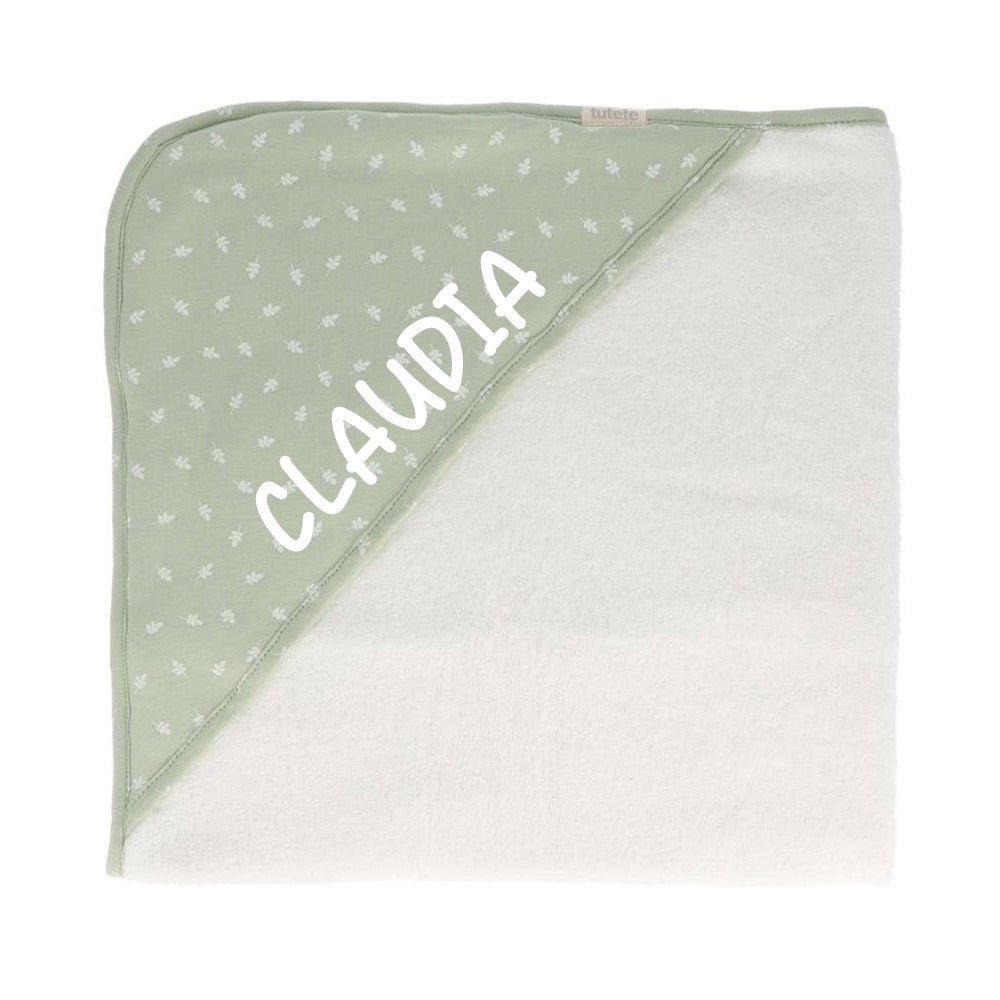 CAPA DE BAÑO TUTETE PERSONALIZABLE ·LEAVES SAGE· - Happy Moments Baby