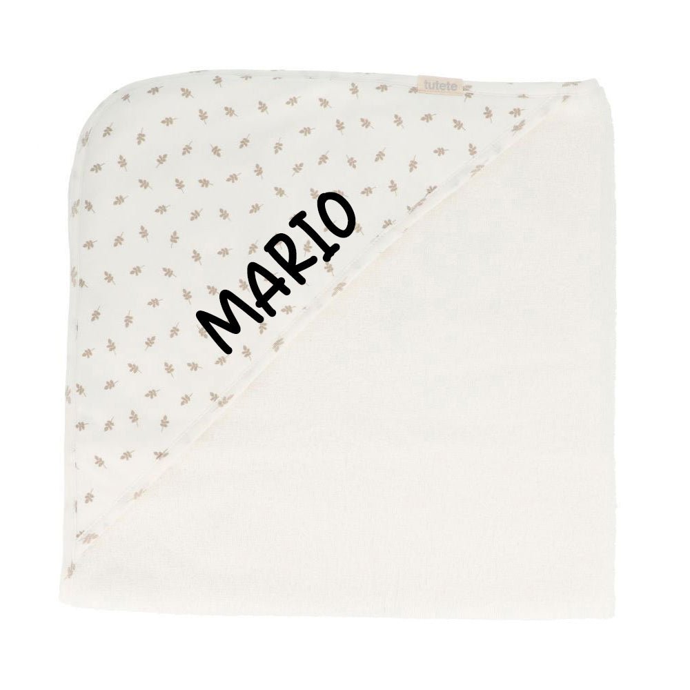 CAPA DE BAÑO TUTETE PERSONALIZABLE ·LEAVES WHITE· - Happy Moments Baby