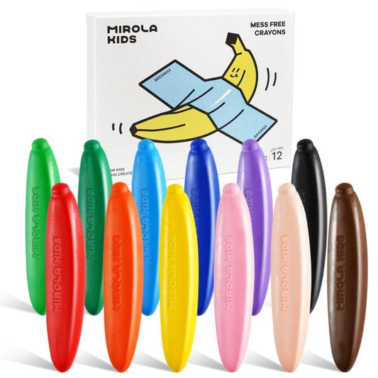 CERAS INFANTILES JARMELO ·CRAYONES BANANA CERA DE ABEJA 12 UD· - Happy Moments Baby