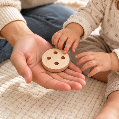 BOTÓN DE MADERA durante la exploración acompañada