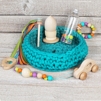 CESTO DE LOS TESOROS - CESTO SENSORIAL ·TURQUESA OSCURO· - Happy Moments Baby