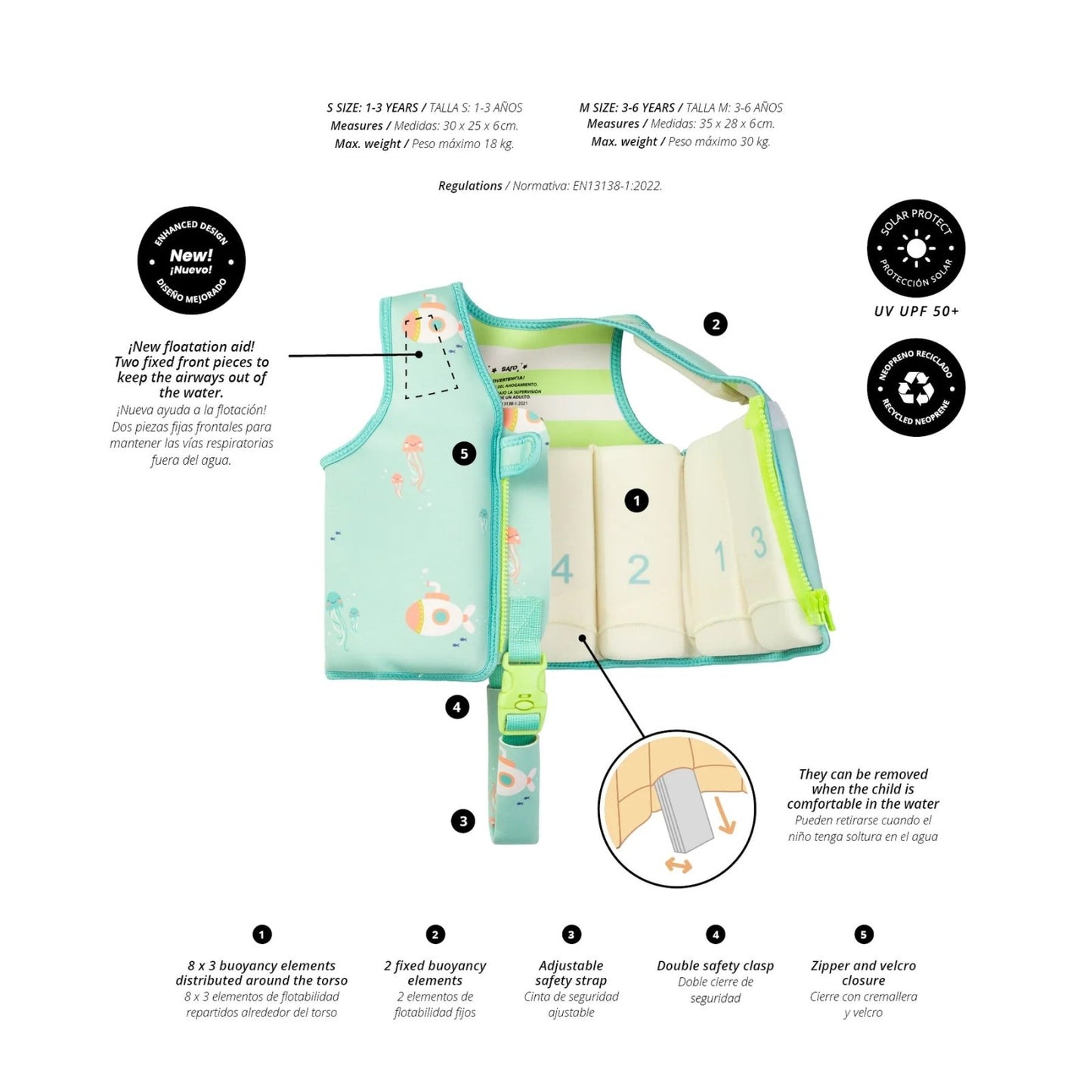 CHALECO FLOTADOR APRENDIZAJE SARO ·BLUE SEA· - Happy Moments Baby