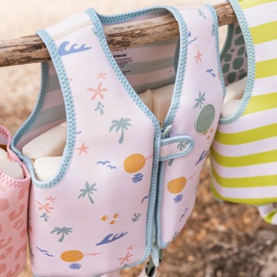 CHALECO FLOTADOR APRENDIZAJE SARO ·GOOD VIBES· - Happy Moments Baby
