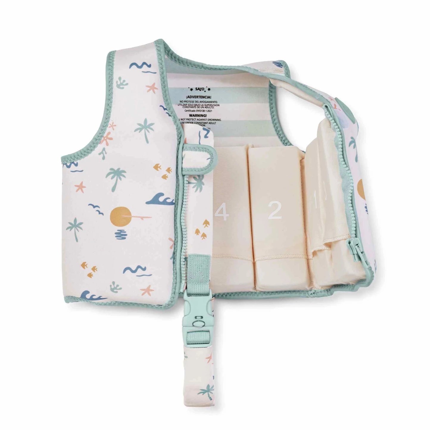 CHALECO FLOTADOR APRENDIZAJE SARO ·GOOD VIBES· - Happy Moments Baby