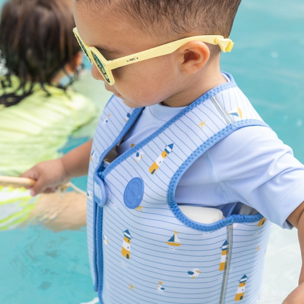 CHALECO FLOTADOR APRENDIZAJE SARO ·NAVY HUGS· - Happy Moments Baby