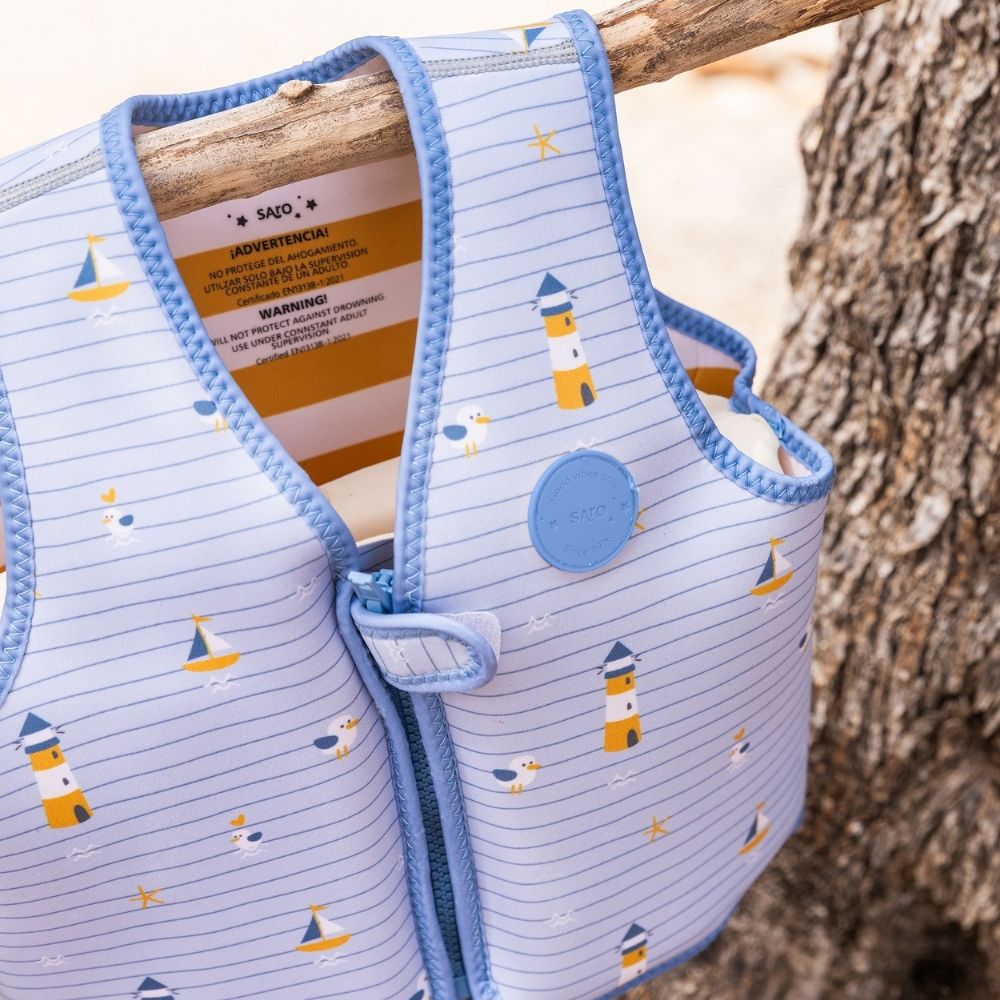 CHALECO FLOTADOR APRENDIZAJE SARO ·NAVY HUGS· - Happy Moments Baby