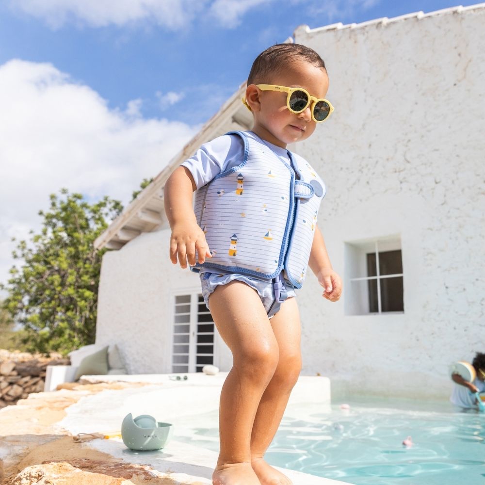 CHALECO FLOTADOR APRENDIZAJE SARO ·NAVY HUGS· - Happy Moments Baby