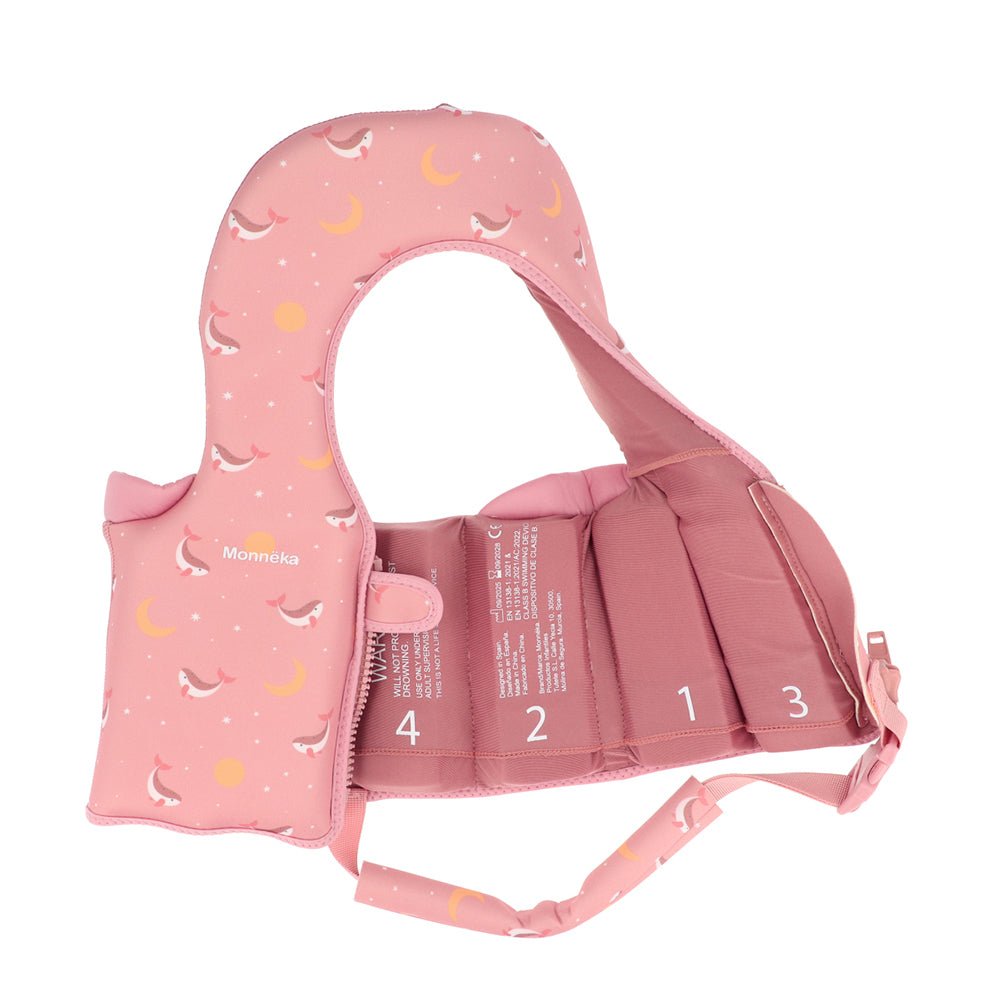 CHALECO FLOTADOR APRENDIZAJE TUTETE ·1 - 2 AÑOS WHALE PINK· - Happy Moments Baby