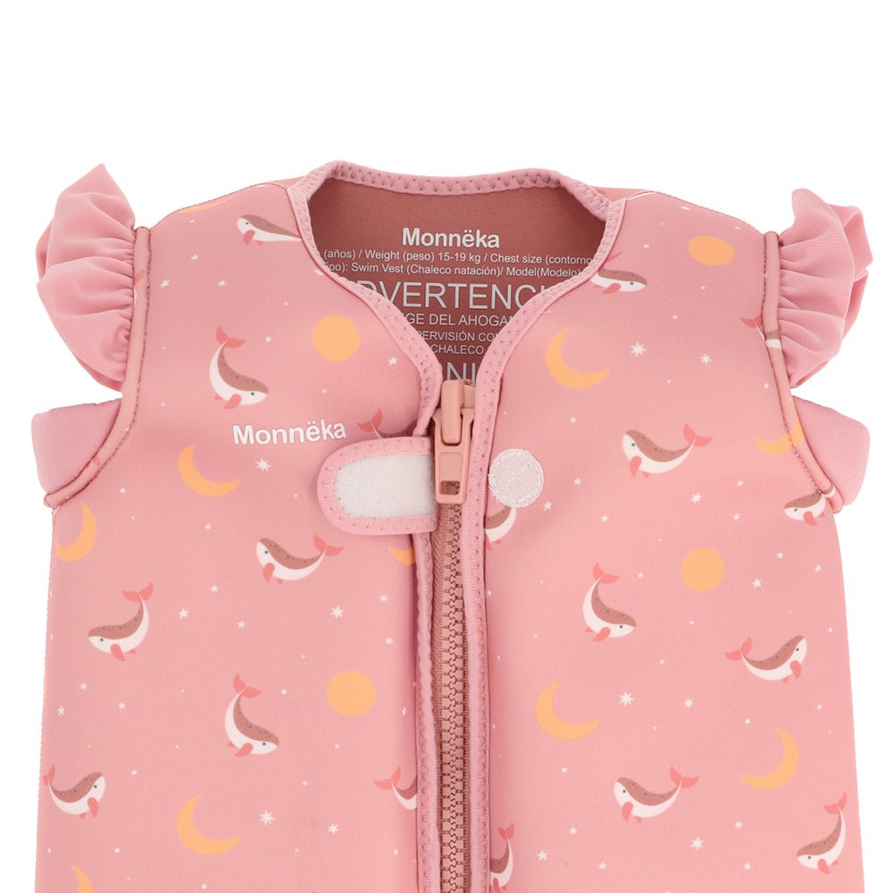 CHALECO FLOTADOR APRENDIZAJE TUTETE ·WHALE PINK· - Happy Moments Baby