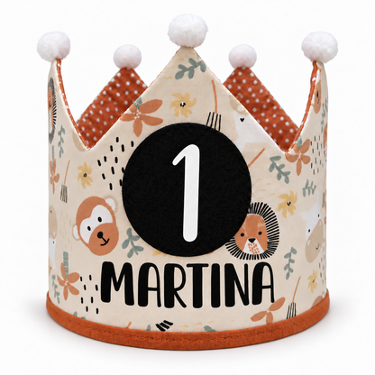 Corona Safari personalizada con el nombre Martina en negro