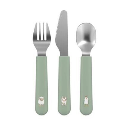 CUBIERTOS INFANTILES DE ACERO ·MIO LITTLE FARM· - Happy Moments Baby