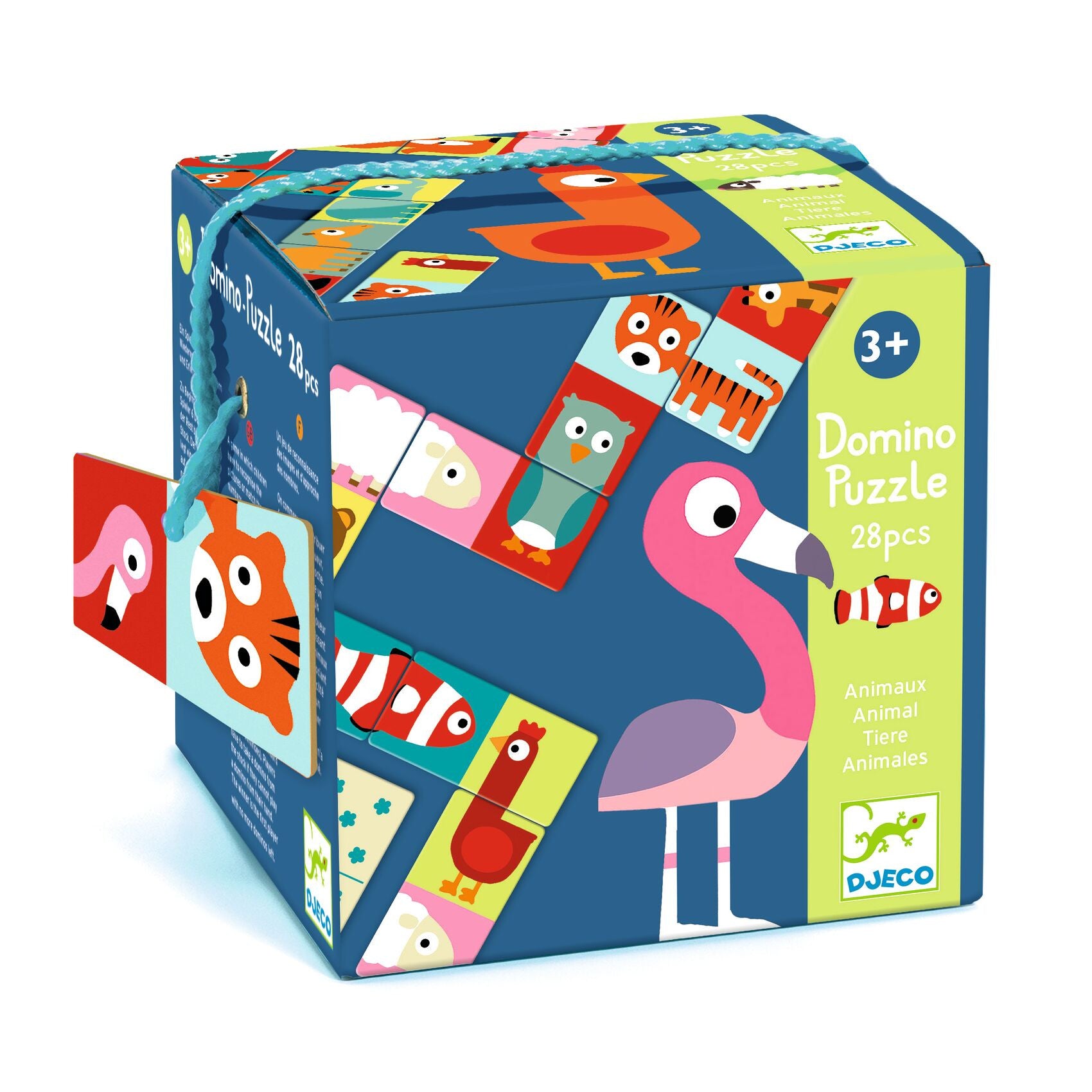 Dominó infantil Djeco Animo Puzzle: caja del juego de 28 piezas con animales