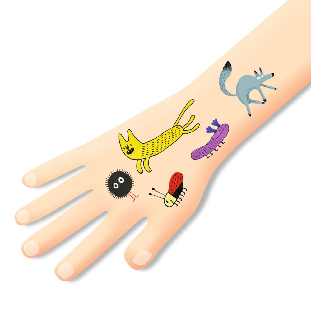 Segunda lámina de tatuajes temporales Djeco Pequeñas criaturas