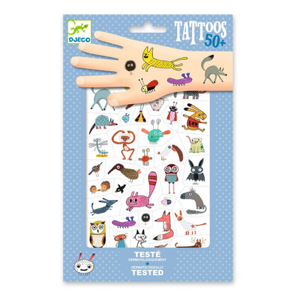 Tatuajes infantiles Djeco Pequeñas criaturas: portada del set de dos láminas