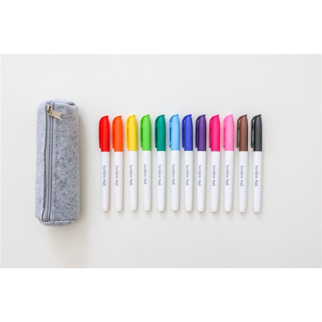 ESTUCHE CON 12 ROTULADORES PARA TAPETE SILICONA ·SCRIBBLE MAT· - Happy Moments Baby